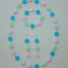 FLORAL~PASTEL~STERLING SILVER~NECKLACE~BRACELET~EARRING SET