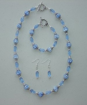 SAPPHIRE BLUE~NECKLACE~BRACELET~EARRING SET