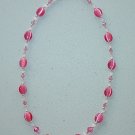 NEW~LIL PRINCESS~SWAROVSKI ROSE/LT.ROSE~PINK CATS EYE~CHILDS NECKLACE