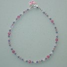 NEW~LIL PRINCESS~SWAROVSKI ROSE/LT.ROSE/TANZANITE~CHILDS NECKLACE