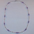BEAUTIFUL SWAROVSKI TANZANITE & LIGHT ROSE, PEARL, STERLING SILVER NECKLACE
