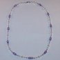 BEAUTIFUL SWAROVSKI TANZANITE & LIGHT ROSE, PEARL, STERLING SILVER NECKLACE