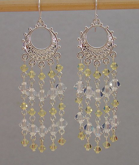 SWAROVSKI~JONQUIL~CLEAR CRYSTAL~STERLING SILVER CHANDELIER EARRINGS
