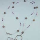 BLACKBERRY CREAM SWIRL SEA SHELL~BEADED LANYARD~ID BADGE HOLDER~LANYARD