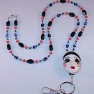 BEAUTIFUL THEATRE FACE~BEADED LANYARD~ID BADGE HOLDER~LANYARD~BREAK AWAY