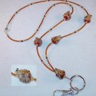 TREE FROG~RED TAFFY SWIRL~BEADED LANYARD~ID BADGE HOLDER~LANYARD~BREAK AWAY