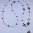 ROSE QUARTZ~AMETHYST~GEMSTONE~BUTTERFLY~BEADED LANYARD~ID BADGE HOLDER~LANYARD~BREAK AWAY