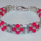 HOT PINK FOSSIL~TIBET SILVER BRACELET