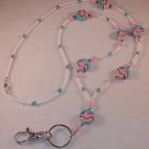 PINK STARFISH BEADED LANYARD~ID BADGE HOLDER~LANYARD~BREAK AWAY