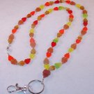 AUTUMN LEAVES~BEADED LANYARD~ID BADGE HOLDER~BREAK AWAY