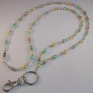PRETTY IN PASTELS~BEADED LANYARD~ID BADGE HOLDER~LANYARD
