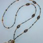 BEAUTIFUL ETCHED HEMATITE OVAL~BEADED LANYARD~ID BADGE HOLDER~LANYARD~BREAK~AWAY