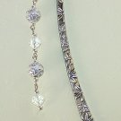 CRYSTAL CLEAR ROSE BUD~TIBET SILVER BOOK MARKER