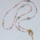 WHITE CLOISONNE~WHITE MOUNTAIN JADE~BEADED LANYARD~ID BADGE HOLDER~LANYARD~BREAK~AWAY