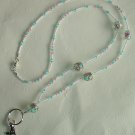 ENCASED TURQUOISE FLORAL~PASTELS~BEADED LANYARD~ID BADGE HOLDER~LANYARD~BREAK~AWAY