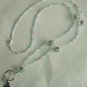 ENCASED TURQUOISE FLORAL~PASTELS~BEADED LANYARD~ID BADGE HOLDER~LANYARD~BREAK~AWAY