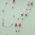 CUPCAKE~BEADED LANYARD~ID BADGE HOLDER~LANYARD~BREAK~AWAY