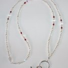 ELEGANT CRYSTAL AB~PEARL~BEADED LANYARD~ID BADGE HOLDER~LANYARD~BREAK AWAY