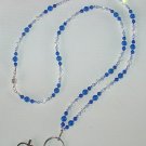 ROYAL BLUE MOUNTAIN JADE~SWAROVSKI~ BEADED LANYARD~ID BADGE HOLDER~LANYARD~BREAK AWAY