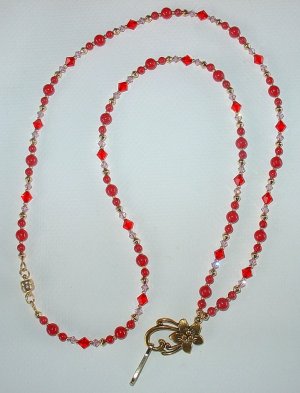 CHERRY MOUNTAIN JADE~SWAROVSKI~ BEADED LANYARD~ID BADGE HOLDER~LANYARD~BREAK AWAY