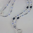 BLUE STONE~ BEADED LANYARD~ID BADGE HOLDER~LANYARD~BREAK AWAY