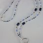 BLUE STONE~ BEADED LANYARD~ID BADGE HOLDER~LANYARD~BREAK AWAY