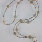 TURQUOISE BLUE FLORAL~EARTH TONE~ BEADED LANYARD~ID BADGE HOLDER~LANYARD~BREAK AWAY