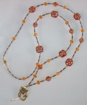 TOPAZ FLORAL~ BEADED LANYARD~ID BADGE HOLDER~LANYARD~BREAK AWAY