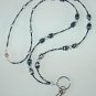ELEGANT BLACK & SILVER~BEADED LANYARD~ID BADGE HOLDER~LANYARD~BREAK AWAY
