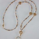 EARTH TONE~HEARTS~ BEADED LANYARD~ID BADGE HOLDER~LANYARD~BREAK AWAY
