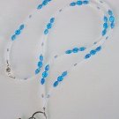 BLUE MILLEFIORI~ BEADED LANYARD~ID BADGE HOLDER~LANYARD~BREAK AWAY