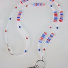 PATRIOTIC BEADED LANYARD~ID BADGE HOLDER~LANYARD~BREAK AWAY