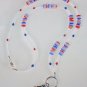 PATRIOTIC BEADED LANYARD~ID BADGE HOLDER~LANYARD~BREAK AWAY