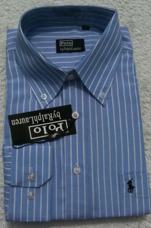 Ralph Lauren Dress Shirt Blue and White Stripe L (16")
