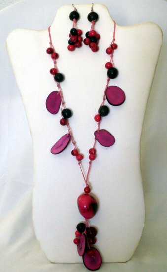 Tagua nut set - Fucsia