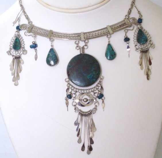 Alpaca necklace set - Chrysocolla