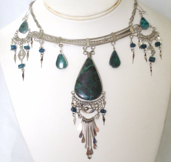 Alpaca necklace set - Chrysocolla