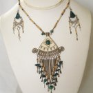 Alpaca silver and bambu necklace set - Chrysocolla