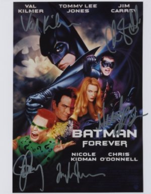 Batman Forever cast signed photo Val Kilmer Jim Carrey Nicole Kidman Tommy Lee