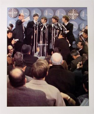 Vintage 12" X 14"  Beatles Double-Sided Pin-up Poster