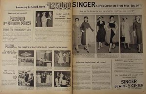 1957 Singer Ad 2nd Annual Sewing Contest $125,000