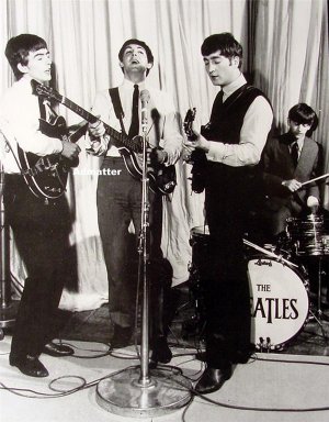 Old Beatles Poster  John Lennon Paul George Ringo SWEET