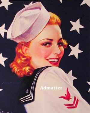 Patriotic Red Head Pin-up Navy Girl  Victor Tuetchet