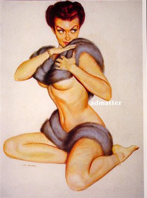 Huge Mounted 9X12 Al Moore Pin-up Girl Poster HOT FUR!
