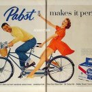 RARE 1958 Pabst Blue Ribbon Beer Ad Bicycle Built for 2