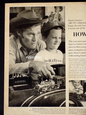 1959 Lionel Train Ad Starring Rifleman Chuck Connors!