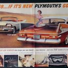 1958 PLYMOUTH Ad for 1959 Sport Fury Convertible & HT