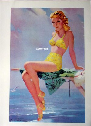 Vintage 2-Sided Pin-up  girl print Sexy Babes!