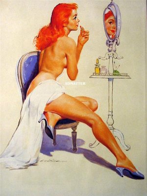 Fire hot pin-up girl print  Sexy Red Head long Legs!