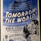 1944 Betty Field Tomorrow The World! Vintage Movie Ad!